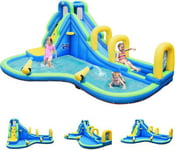 Jeux de Piscine Structure gonflable Impermeable avec Toboggan et Filet de Protecteur Aire de Jeux Gonflable sans souffleur