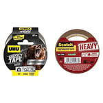 UHU Grizzly tape - Ruban adhésif toilé waterproof pour réparer, consolider, colmater, connecter, ultra fort et durable, gris, 10mx50mm & Ruban adhésif d’emballage Scotch pour fermeture