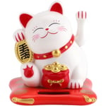 Soldriven solenergi vinkande katt Bildekoration Japansk Lucky Cat Soldriven Lucky Berlock dekoration (Vit) white