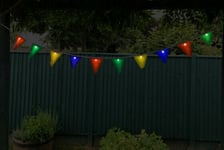 10pc Multi Coloured Solar Bunting String Led Lights Flags Outdoor Garden Party