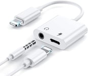 Adaptateur Lightning vers mini-jack 3,5 mm, Adaptateur Convertisseur Lightning 2 en 1 pour iPhone iPad - BOOLING