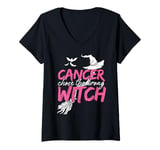 Womens Cancer Chose The Wrong Witch Breast Cancer Halloween Costume V-Neck T-Shirt