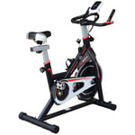 HOMCOM Exercise Bike Indoor Cycling w/ LCD Display, Heart Rate Sensor, Black