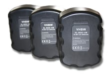 vhbw 3x Batteries compatible avec Bosch PSR 12VE outil électrique (3000 mAh, NiMH, 12 V)