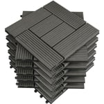 WOLTU Carrelage de sol Dalle WPC 30x30cm, pour jardin terrasse extérieur fixation plug-in, Gris 22 pièces-2 m² GTF004gr-2