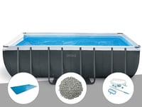 Kit piscine tubulaire Intex Ultra XTR Frame rectangulaire 5,49 x 2,74 x 1,32 m + Bâche à bulles + 10 kg de zéolite + Kit d'entretien