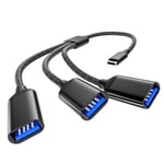 NEUTYPECHIC Câble Répartiteur USB C vers USB A, Adaptateur 3 en 1, Câble OTG USB Type C Mâle vers USB A 2.0 Femelle, avec Fonction de Transfert de Données, pour MacBook/Samsung/Pro/Mini/XPS/PC (Noir)