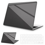 NPUOLS Coque Compatible avec MacBook Air 13,6" 2024 2022 Modèle A3113 A2681 M3 M2, Etui Housse Coque de Protection Rigide en Plastique Cristal+Clavier en TPU Version EU, Noir Cristal