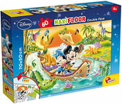 Lisciani- Puzzle Maxi Floor 50x70 cm Doble Cara Con reverso Para colorear 60 piezas Mickey & Friends Recto/Verso Pieces – MICKEY-48205, 48205, Multicolore