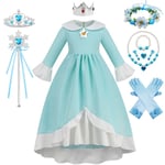 Prinsessan Daisy Klänning Flickor Cartoon Film Rollspel Kostym Sommar Barn Orange Fest Gammal Halloween Maskerad Kostym Rosalina Outfit 02-WELLNGS Rosalina Sets 02 7-8T Tag-140