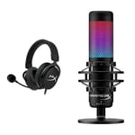 HyperX HX-HSCAM-GM Cloud Mix - Casque Gaming Filaire + Bluetooth & QuadCast S – Micro USB à Condensateur RGB, Support Anti-Vibrations, Filtre Anti-Pop, Jeux, Streaming, Podcasts, Twitch, Youtube