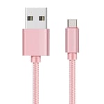 Cable pour Huawei P30 / P30 LITE / P30 PRO / P20 / P20 LITE / P20 PRO / P10 / P9 / MATE 20 / MATE 10 / HONOR VIEW 20 / HONOR VIEW 10 / HONOR PLAY - Cable USB-C Nylon Tresse Rose [Phonillico]