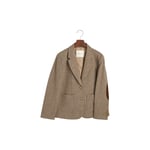 Regular Fit Short Herringbone Blazer, Beige