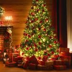 SWANEW Arbre de Noël avec lumières LED blanc chaud, sapin artificiel avec support métallique, arbre de Noël avec aiguilles Vert 180cm