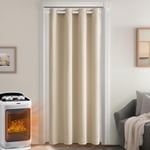 MIULEE Rideau Thermique Isolant Anti Froid et Chaleur avec Doublure, Beige Rideau de Porte Isolant Thermique Lot de 1 (L 140 x H 200 CM), Double Rideaux Occultant et Thermique Epais 132x225 CM