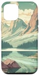 Coque pour iPhone 12/12 Pro Rocky Mountain Lake Vintage Paysage graphique