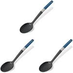 Tasty Serving Spoon with Measurements, Non-Stick Cooking Spoon, Spoon Ladle with Soft Grip Handle, Stirring Spoon, Non-Scratch Kitchen Utensil, Dimensions, 34 x 7 cm, Colours, Dark Blue, Grey