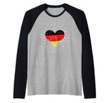 Germany German Flag Vintage Heart Deutschland Fan Retro Raglan Baseball Tee