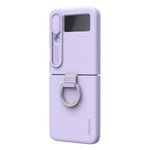 NILLKIN Camera Lens Slide Cover Design Nestemäinen silikoni puhelin asia Samsung Galaxy Z Flip 4-Purple