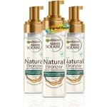 3x Garnier Ambre Solaire Natural Bronzer Intense Clear Self Tan Mousse 200ml