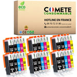 COMETE CONSOMMABLE 525 / 526 Pack de 30 Cartouches d'encre compatibles avec CANON PGI-525 CLI-526 525 526 XL 6 Noir + 6 photo Noir + 6 Cyan + 6 Magenta + 6 Jaune