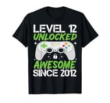 Level 12 Unlocked Awesome Since 2012 12th Birthday Gaming T-Shirt