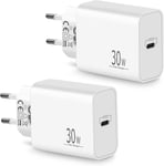 Chargeur Usb C Rapide 2pcs, Chargeur Usb C 30w, Prise Usb C Avec Pd/Pps, Adaptateur Secteur, Compatible Avec Iphone 16/15/14/13/12/11/Pro Max/Plus, Samsung S24/23/S22, Google Pixel 9/8/7/6