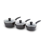 Tower Diamo 3 Piece Cookware Set of 3 Black Non Stick Saucepans T900131 Pan Set