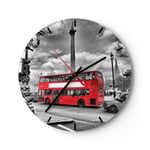 Horloge murale en verre 30x30cm Trafalgar square taxi londres Wall Clock