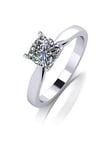 Moissanite Platinum 1.1ct Cushion Shaped Moissanite Solitaire Ring, White Gold, Size L, Women