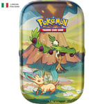 Pokémon Mini boîte de Collection Paldea Sfavillante du GCC Arboliva et Leafeon (Deux enveloppes d'expansion et Une Feuille d'autocollants), édition en Italien