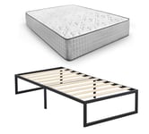 HOGAR24 ES Sommier Kio + Matelas Natur Plus Edition - Sommier métallique avec Lattes en Bois et Matelas viscoélastique de 90 x 190 cm - Plateforme de Rangement de 35 cm, Facile à Assembler, Couleur