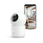 Garza - Caméra Surveillance IA 360º Intérieur IP WiFi 2.4GHz, 1440P 2.5K (Quad HD), Vision Nocturne, Détection IA (Personnes, Animaux, Bruit), Contrôle Via App (Blanc)