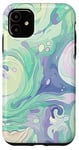 iPhone 11 Swirl Green Color Illustration Pattern Abstract Art Case