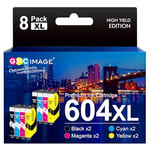 GPC Image 604XL Cartouche d'encre Compatibles pour Epson 604 XL 604XL pour Expression Home XP-2200 XP-2205 XP-3200 XP-3205 XP-4200 XP-4205 WF-2910 WF-2930 WF-2950 (2 Noir, 2 Cyan, 2 Magenta, 2 Jaune)