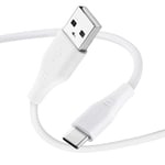 Betron High-Speed USB A to USB Type C Charging Cable - Fast Charge, Tangle-Free Design - Compatible with Samsung Galaxy, iPhone 15, Google Pixel, OnePlus, and More USB-C Devices, 1M, White