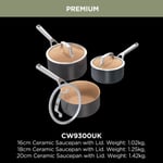 Ninja CW93000UK Ceramic Coated 3-Piece Saucepan Set - Apricot & Grey