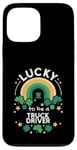 Coque pour iPhone 13 Pro Max St Patrick's Day Lucky Truck Driver Job Trèfle irlandais