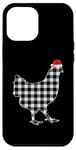 Coque pour iPhone 12 Pro Max Chemise de Noël poulet noir et blanc Buffalo Plaid Pyjama