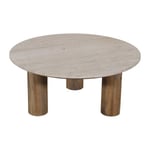 Vente-unique.com Table basse en travertin et bois de manguier - Beige et naturel - LISAVO de Maison Céphy