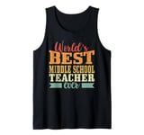 Retro Motif Worlds Best Middle School Teacher Tank Top