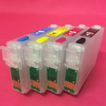 4 Refillable Multi-Use Empty Printer Cartridges For Epson Stylus SX435W SX 435 W