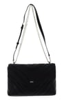 DKNY Women's Madison Large Envelope Flap Shoulder Bag with Adjustable Chain Strap in Lamb Nappa Leather, Black/Gold