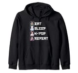 Eat Sleep K-Pop Repeat Anime Girl Korean Music Kpop Merch Zip Hoodie