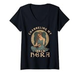 Womens Channeling My Inner Hera Greek Goddess Bookworm V-Neck T-Shirt