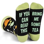 PUTUO If You Can Read This: Bring Me Some Tea Novelty Funny Socks Cotton Gift Socks with Grippers Gift Ideas for Christmas Birthday Valentines 1 Pair 6-11