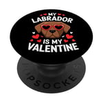 Chocolate Labrador My Valentines Hearts Day Dog Mom Dad PopSockets Adhesive PopGrip