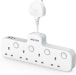 Mscien Multi Plug Extension Socket with USB, 4 Way Plug Adapter, Hanging Plug