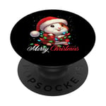 Chapeau de Père Noël lumineux cochon d'Inde PopSockets PopGrip Adhésif