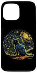 Coque pour iPhone 13 Pro Max Chat noir Van Gogh Nuit étoilée Propriétaire Chat Maman Papa